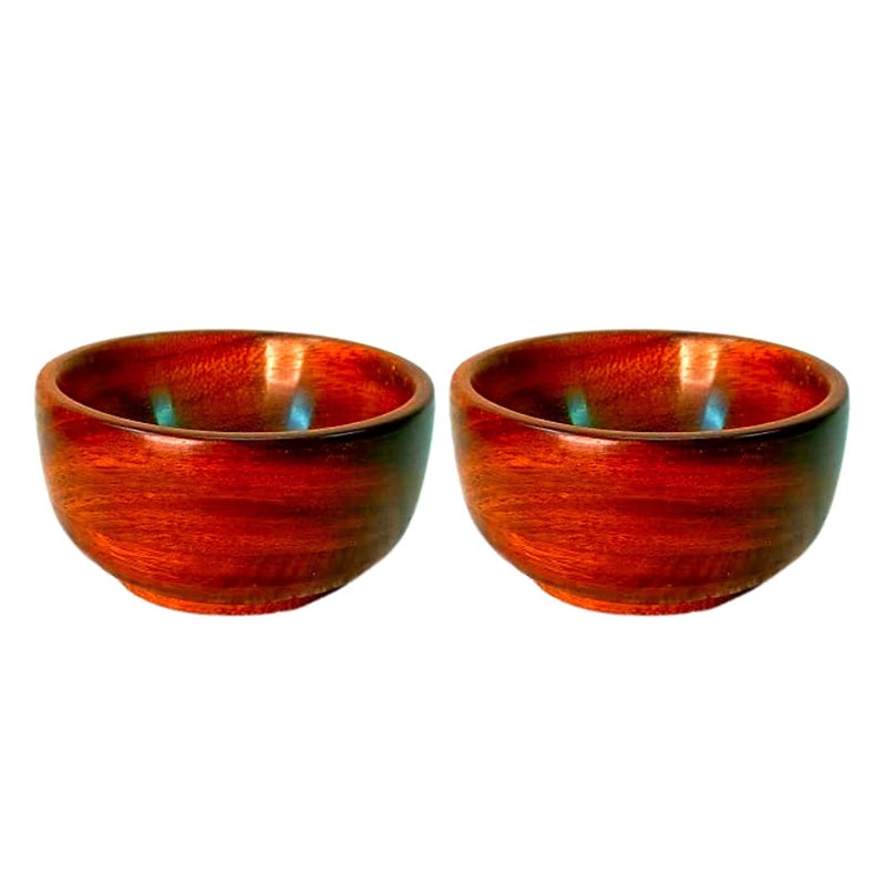 Shri Shri Handicraft Shri Shri Handicraft Wooden Bowl SEESAM Wooden Round Serving Bowl for Breakfast Snacks Soup Serveware Salad Bowls for Home Kitchen Brown Set of 2  - Image 1