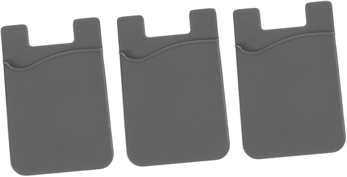 Adhesive Silicone Phone Card Holder Wallet Sticker Grey - Image 1