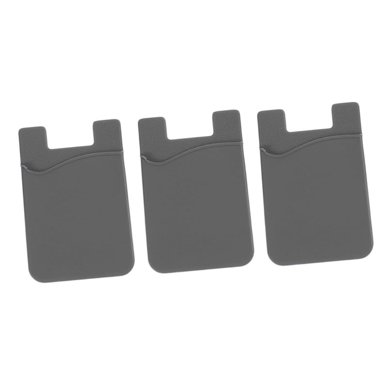 Adhesive Silicone Phone Card Holder Wallet Sticker Grey - Image 2