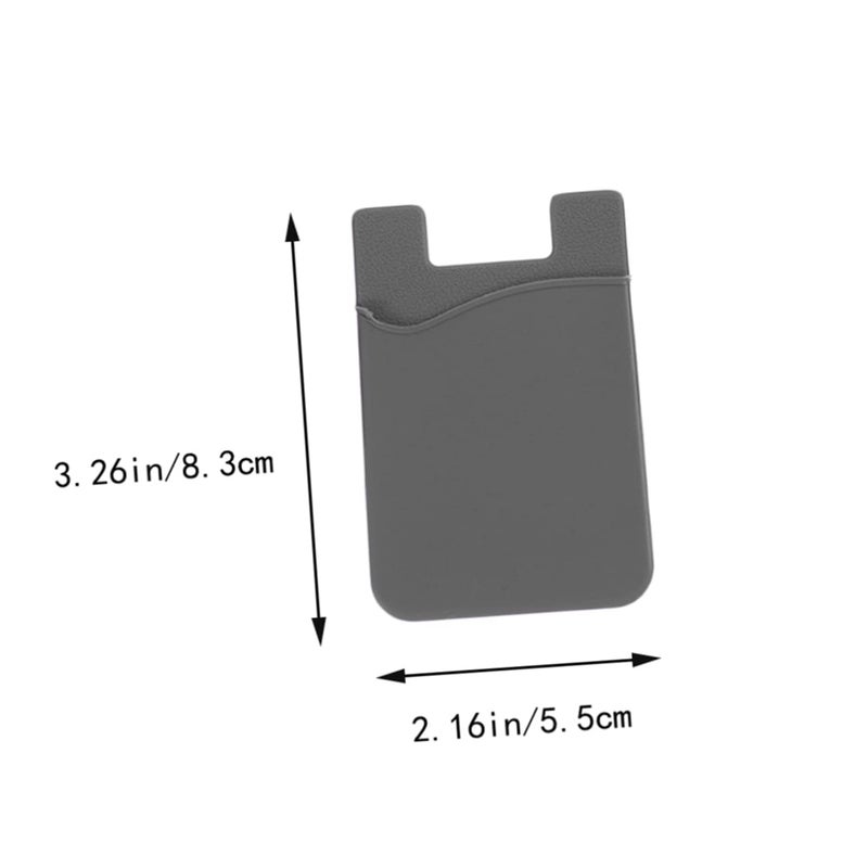 Adhesive Silicone Phone Card Holder Wallet Sticker Grey - Image 3