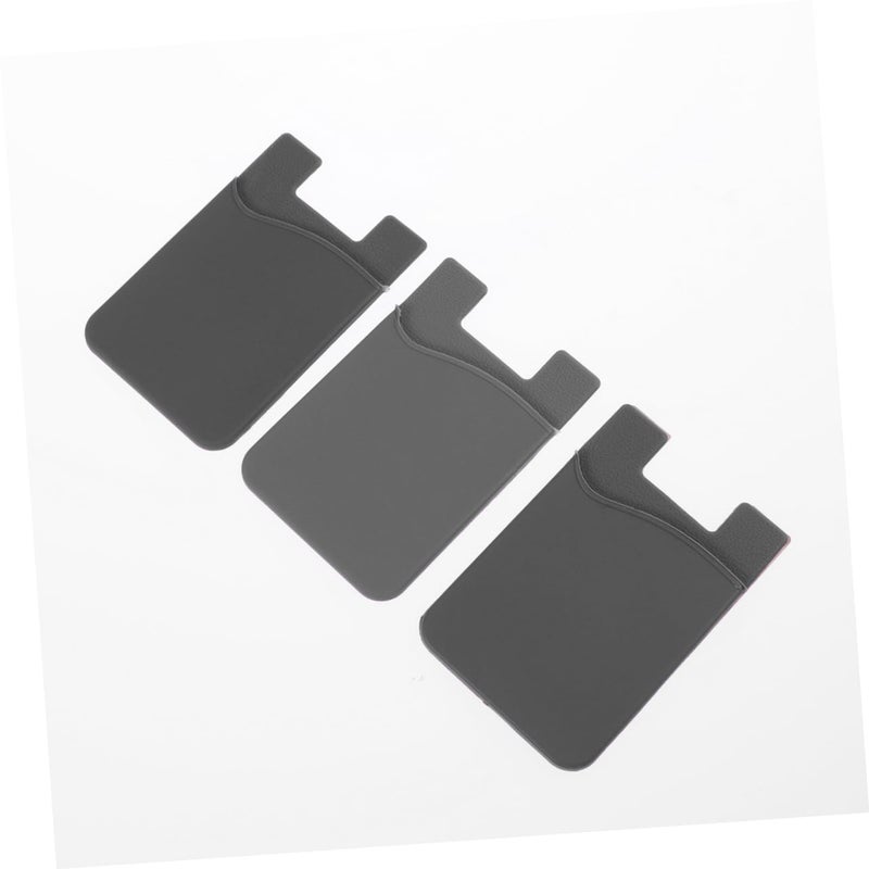 Adhesive Silicone Phone Card Holder Wallet Sticker Grey - Image 4