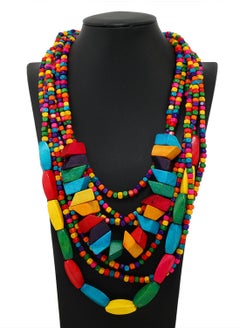 European and American style bohemian geometric color beaded necklace