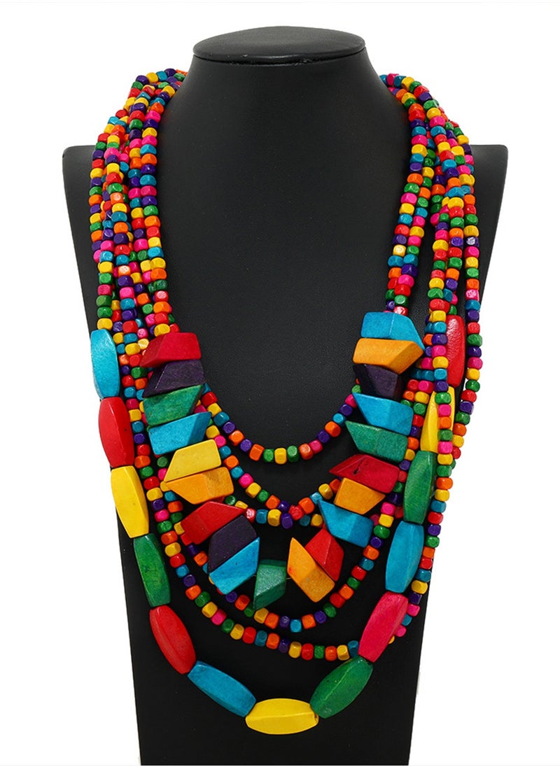 CHIEMOT - European and American style bohemian geometric color beaded necklace - Image 1