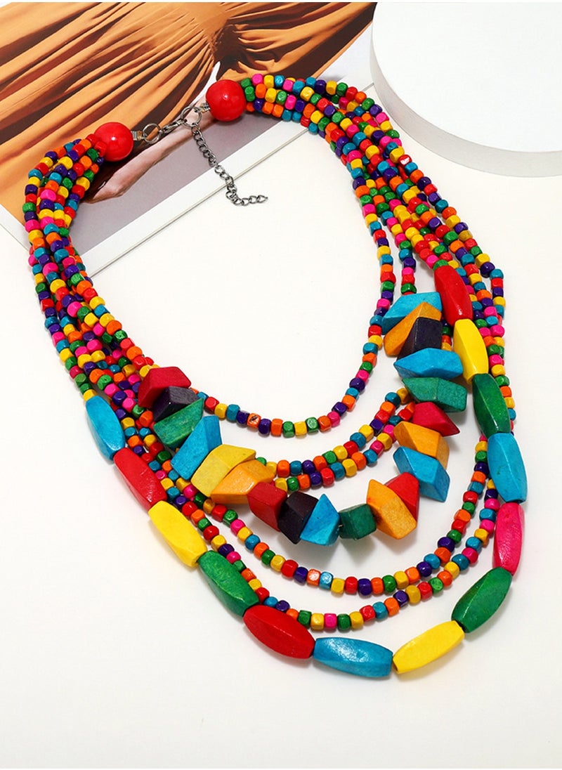 CHIEMOT - European and American style bohemian geometric color beaded necklace - Image 1