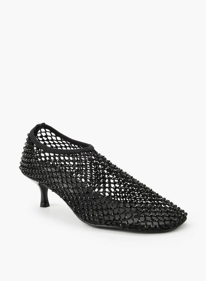 Haadana Haadana Womens Embellished Mesh Occasion Heeled Shoes
