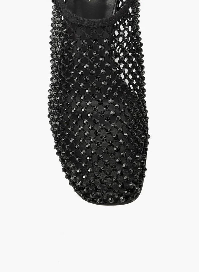 Haadana BLACK Haadana Womens Embellished Mesh Occasion Heeled Shoes for Women | Best Price UAE