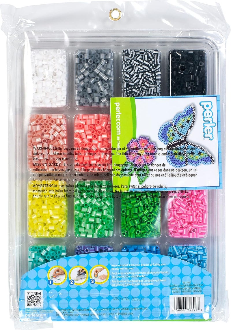 Perler Beads Stripes And Pearls Assorted Fuse Beads Tray For Kids Crafts, 4000 pcs - Image 2