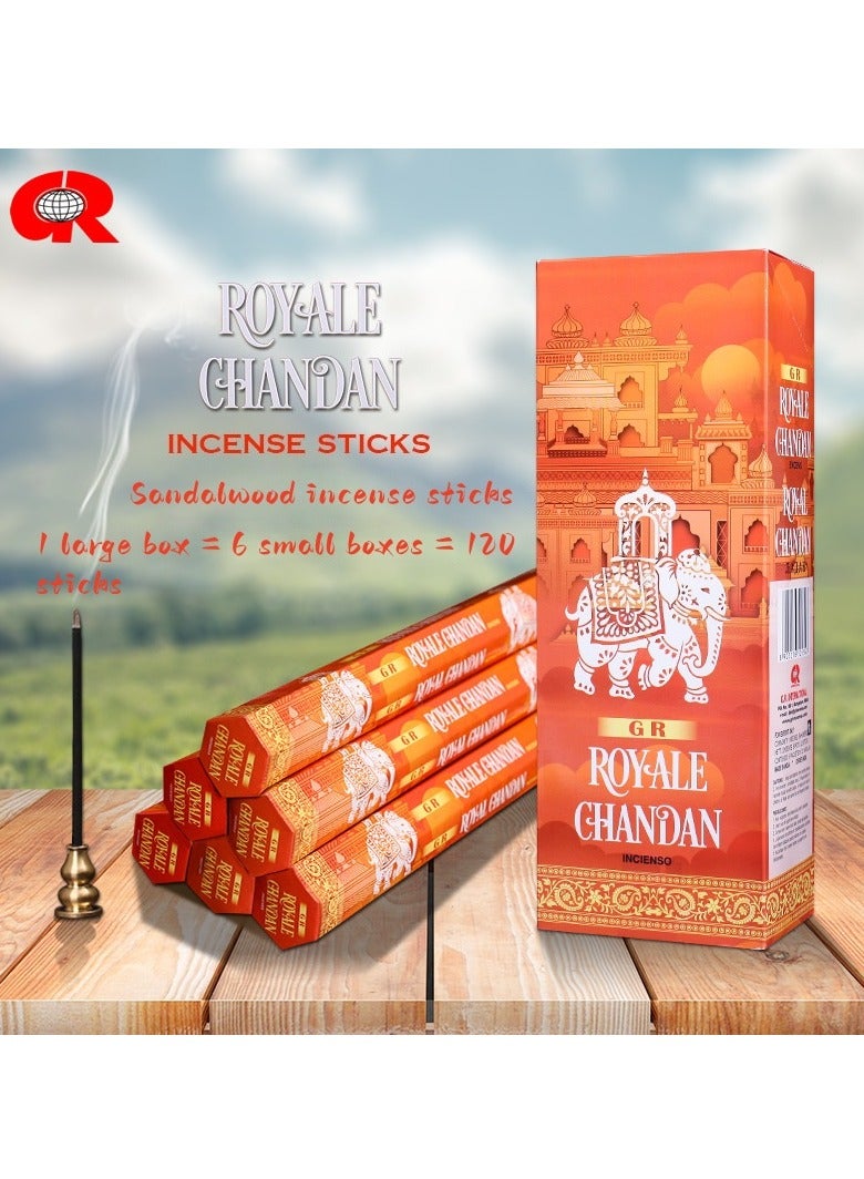 GR Sandalwood Natural Incense Sticks Pack Of 120, Natural Relaxing, Prayer, Aromatherapy Incense for Air Purifier, Mind & Spirit & Ritualistic Fragrance, Ramadan Gift - Image 1