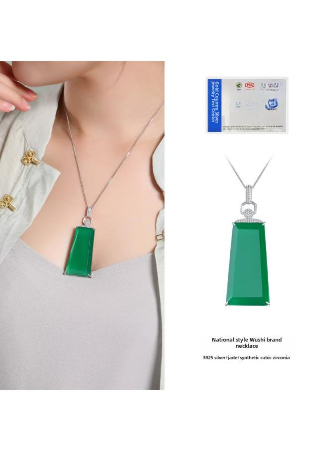 Original Design S925 Silver Nothing Brand Jade Necklace Women Green Chalcedony Pendant National Style Retro Jewelry - pzsku/Z37BE47E4DCF7EB958D8AZ/45/_/1733819724/2c309d1e-56ac-4891-93db-0427e273045c