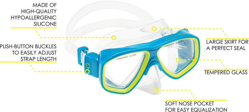 Cressi Deluxe, Kids Youth Mask Snorkel Set, Blue/Orange - Image 2