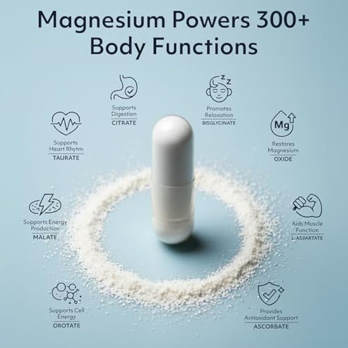 Teraputics 8 in 1 Magnesium Complex for Women & Men 426mg | 180 Vegan Capsules | MAG-8 Blend: Citrate, Bisglycinate, Malate, & More | Non-GMO Magnesio Complex Supplement | Provides 100% Daily Recommended Value - Image 3