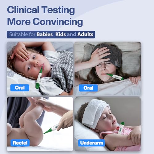 Boncare 10 Seconds Oral Thermometer for Adults and Kids - Accurate & Safe Rectal Thermometer for Baby with Fever Alarm, Digital Thermometer (Dark Green) - Image 4