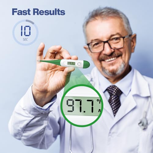 Boncare 10 Seconds Oral Thermometer for Adults and Kids - Accurate & Safe Rectal Thermometer for Baby with Fever Alarm, Digital Thermometer (Dark Green) - Image 2
