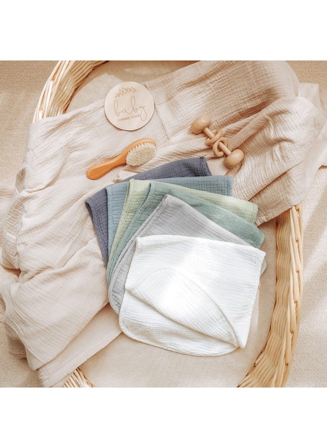 Konssy - Muslin Baby Burp Cloths Sets For Unisex 6 Pack Large 100% Cotton Burping Clothes For Newborn Baby Girls And Boys - Image 1