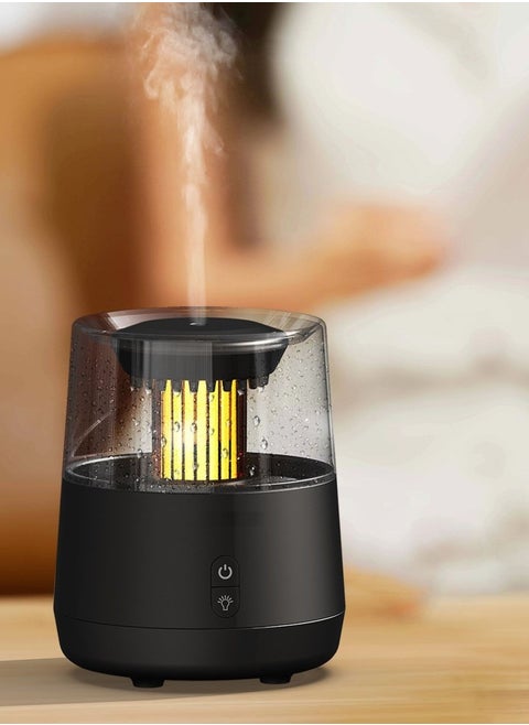 Water Drop Candlelight Simulated Rain Aromatherapy Aromatherapy Essential Oil Diffuser, Ultrasonic Air Diffuser Cool Mist Humidifier Aromatherapy Diffuser 7 Colors Atmosphere Light Waterless Auto-off and Silent Black