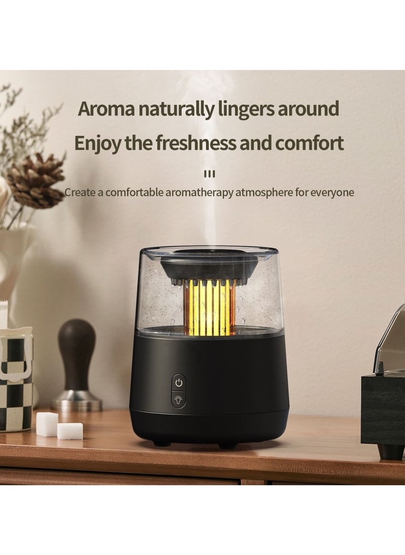 Water Drop Candlelight Simulated Rain Aromatherapy Aromatherapy Essential Oil Diffuser, Ultrasonic Air Diffuser Cool Mist Humidifier Aromatherapy Diffuser 7 Colors Atmosphere Light Waterless Auto-off and Silent Black