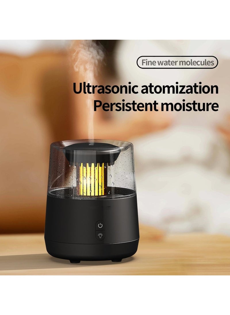 Water Drop Candlelight Simulated Rain Aromatherapy Aromatherapy Essential Oil Diffuser, Ultrasonic Air Diffuser Cool Mist Humidifier Aromatherapy Diffuser 7 Colors Atmosphere Light Waterless Auto-off and Silent Black