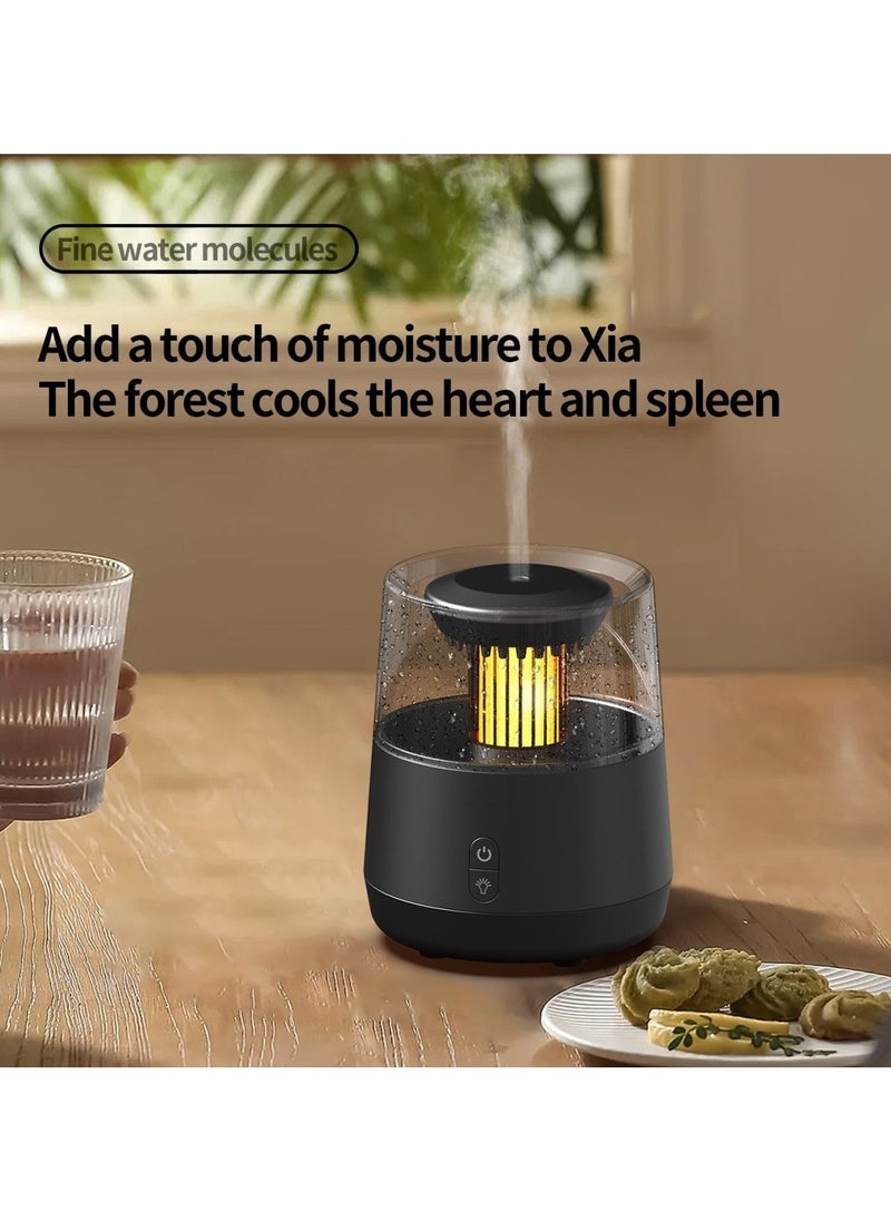 Water Drop Candlelight Simulated Rain Aromatherapy Aromatherapy Essential Oil Diffuser, Ultrasonic Air Diffuser Cool Mist Humidifier Aromatherapy Diffuser 7 Colors Atmosphere Light Waterless Auto-off and Silent Black