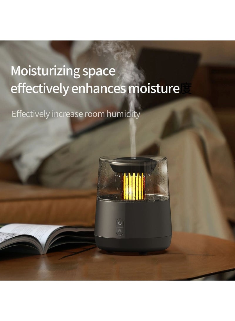 Water Drop Candlelight Simulated Rain Aromatherapy Aromatherapy Essential Oil Diffuser, Ultrasonic Air Diffuser Cool Mist Humidifier Aromatherapy Diffuser 7 Colors Atmosphere Light Waterless Auto-off and Silent Black