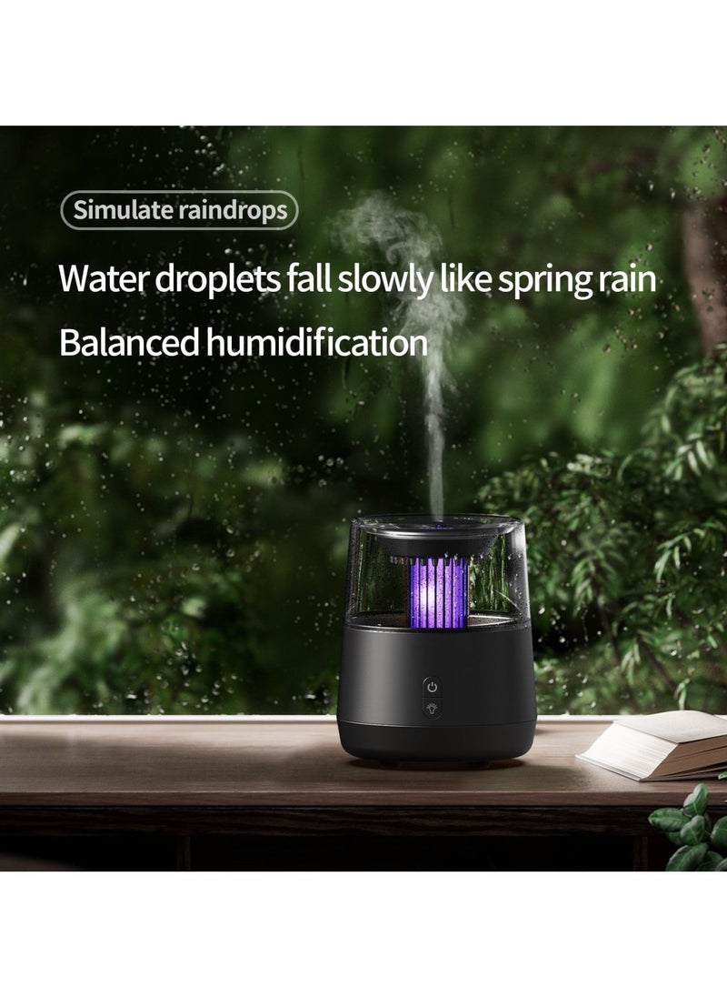 Water Drop Candlelight Simulated Rain Aromatherapy Aromatherapy Essential Oil Diffuser, Ultrasonic Air Diffuser Cool Mist Humidifier Aromatherapy Diffuser 7 Colors Atmosphere Light Waterless Auto-off and Silent Black