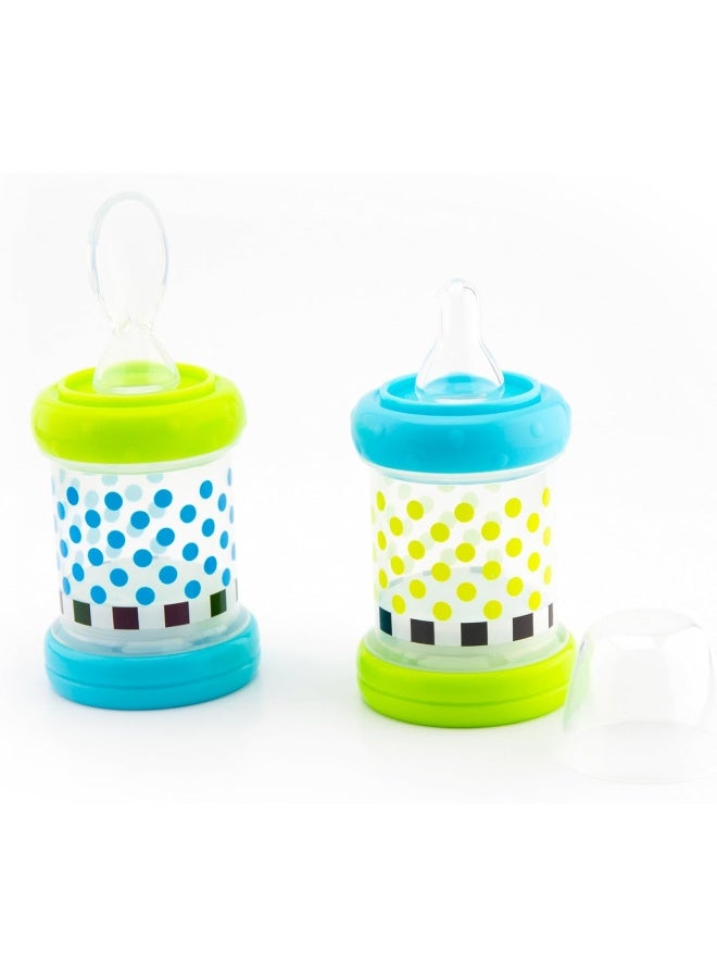 Sassy زجاجة تغذية الأطفال ساسي - مجموعة من 2 بسعة 4 أونصات 100% سيليكون وملعقة خالية من BPA - Image 2