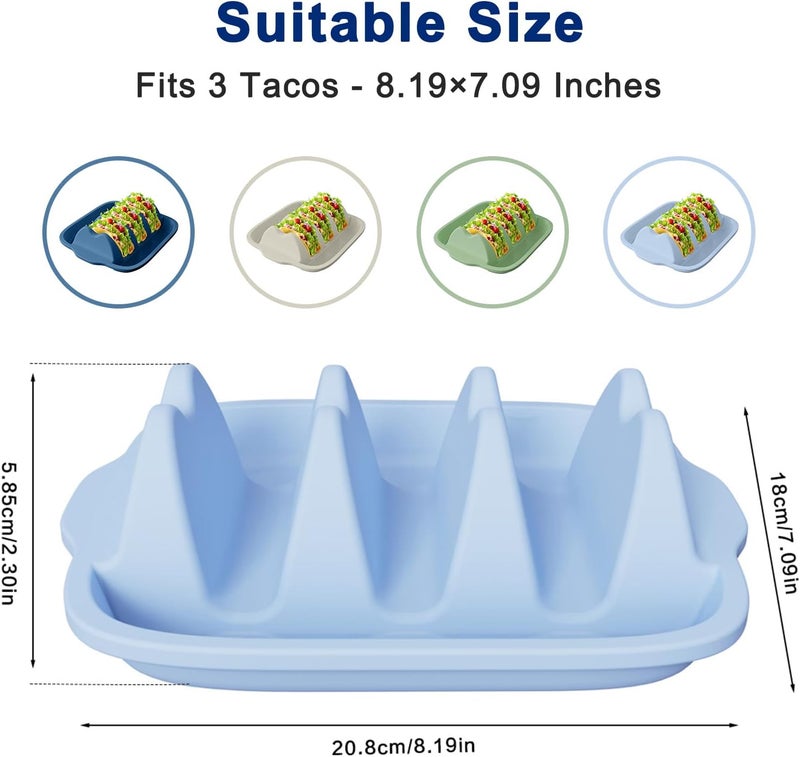 InchUp Silicone Taco Holder Set of 4 - Reusable Taco Stands with Dividers, Taco Tuesday Kit for Family Mexican Meals, Non-Slip Sturdy Taco Tray Racks, Dishwasher & Microwave Safe - Image 2