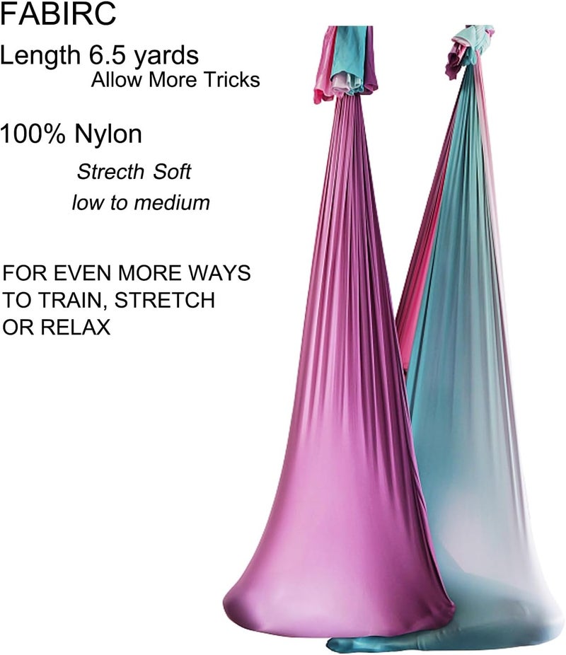 Flife Aerial Yoga Hammock 6.5 yards Premium Aerial Sling Silk Fabric Yoga Swing for Antigravity Inversion Include Daisy Chain,Carabiner and Pose Guide - Image 2