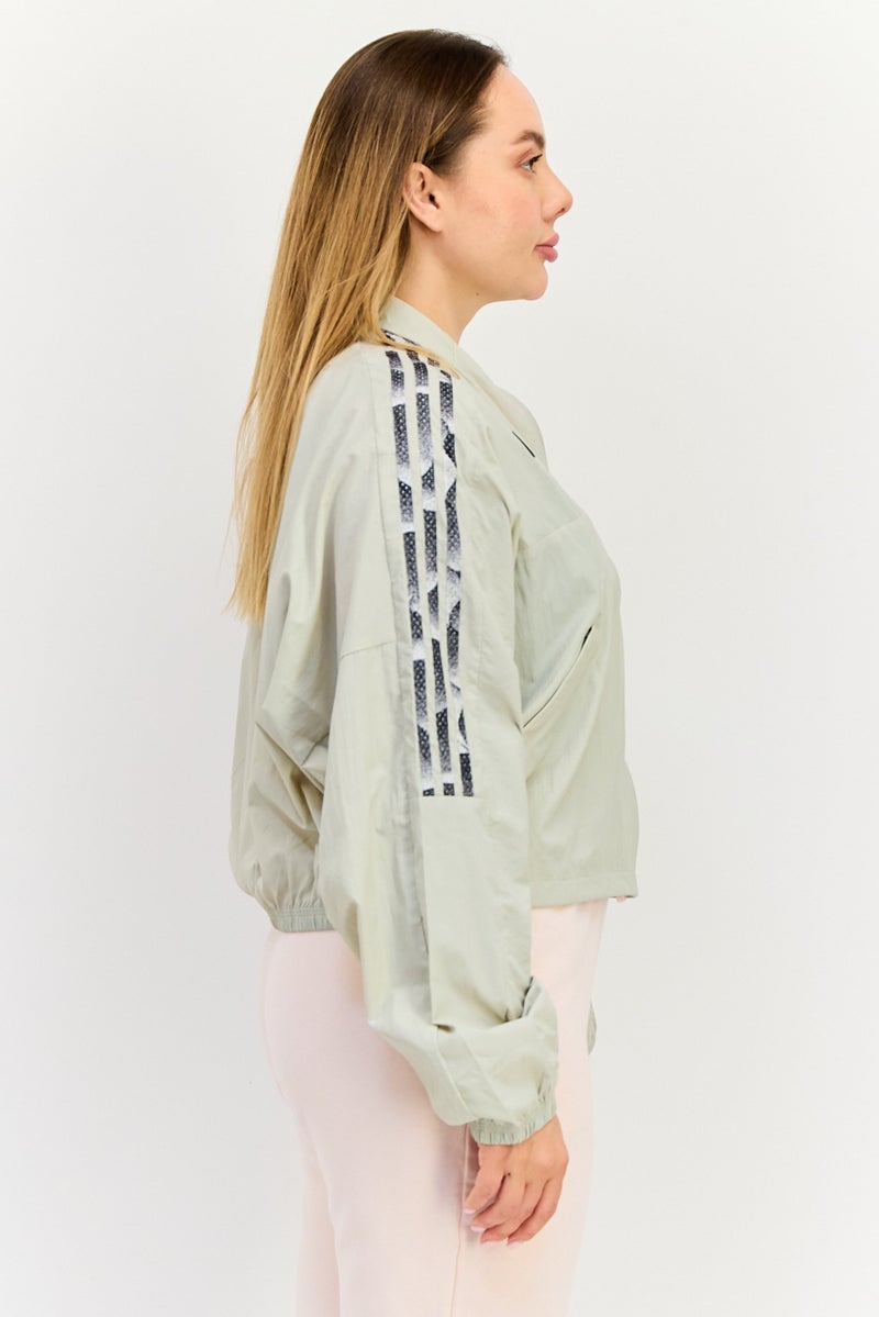 Adidas جاكيت رياضي نسائي بأكمام طويلة بتصميم تيرو، رمادي فاتح - Image 2