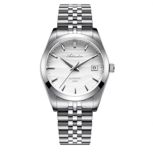 ADDIESDIVE Automatic Watches for Men NH35A Mechanical Movement Analog Sapphire Crystal Glass White 39 MM Dial - Image 1