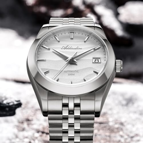 ADDIESDIVE Automatic Watches for Men NH35A Mechanical Movement Analog Sapphire Crystal Glass White 39 MM Dial - Image 3