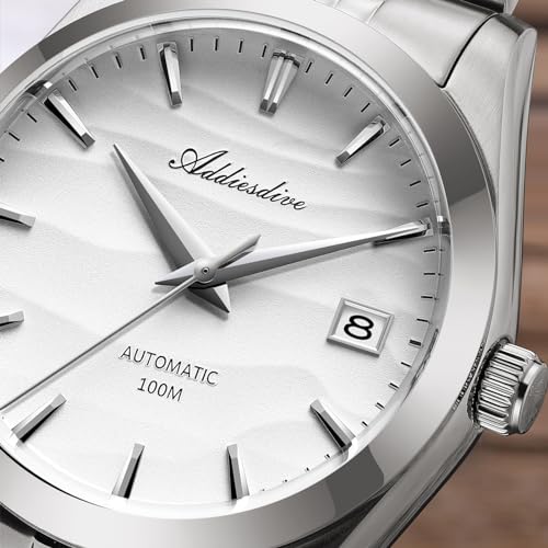 ADDIESDIVE Automatic Watches for Men NH35A Mechanical Movement Analog Sapphire Crystal Glass White 39 MM Dial - Image 5