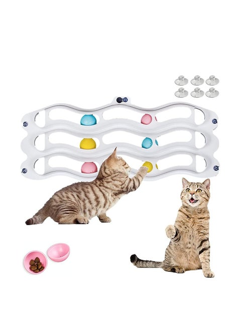 Cat Toys, Interactive Cat Toy For Indoor Cats, 3 Layers Track Toy With Exercise Ball, Fun Exercise For All Cats And Kitten, Strong Suction Cup Toys, Walls, Windows, Bathroom, Saves Space.