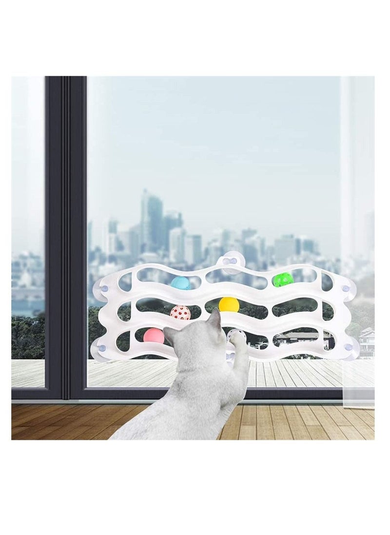 Cat Toys, Interactive Cat Toy For Indoor Cats, 3 Layers Track Toy With Exercise Ball, Fun Exercise For All Cats And Kitten, Strong Suction Cup Toys, Walls, Windows, Bathroom, Saves Space.