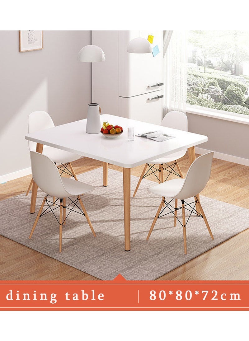 CityRiya-Long Dining Table Kitchen Table 80*80cm Dining Room Table Modern Dining Table White Solid Wood Dining Table Furniture for Kitchen, Dining Room, Living Room  - Image 4