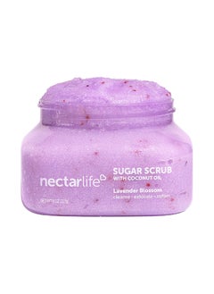 Nectar Bath Treats Sugar Body Scrub, Exfoliating Body Scrub with Moisturizing Shea Butter and Coconut Oil, Paraben Free, SLS Free, Cruelty Free Skin Care for Women and Girls, Handmade Fresh, 8 Oz (Lavender) 