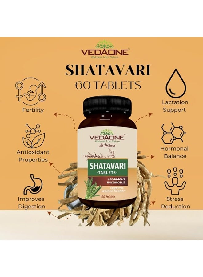 VEDAONE All Natural Shatavari tablets | 750mg each| 60 Tablets - Image 2