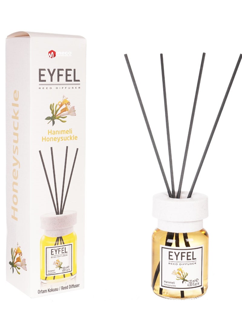 EYFEL Honeysuckle Reed Diffuser Set – 120ML Premium Long-Lasting Home Fragrance with Elegant Diffuser Sticks for Bathrooms, Living Spaces, Offices, Shops & Showrooms  - Image 3
