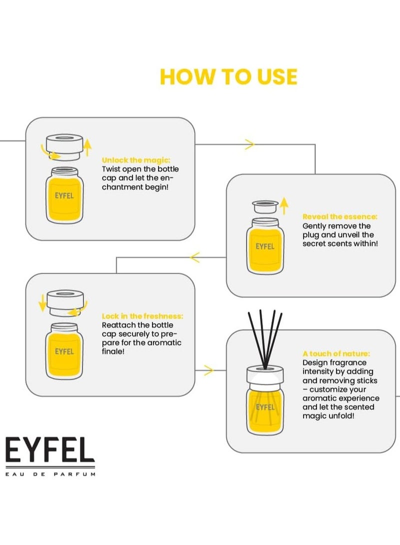 EYFEL Honeysuckle Reed Diffuser Set – 120ML Premium Long-Lasting Home Fragrance with Elegant Diffuser Sticks for Bathrooms, Living Spaces, Offices, Shops & Showrooms  - Image 4