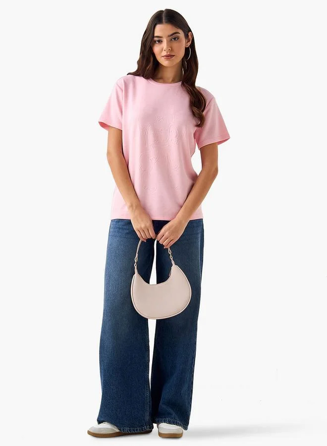 اس بي كاركترز T-shirt with Angel Embossed Design