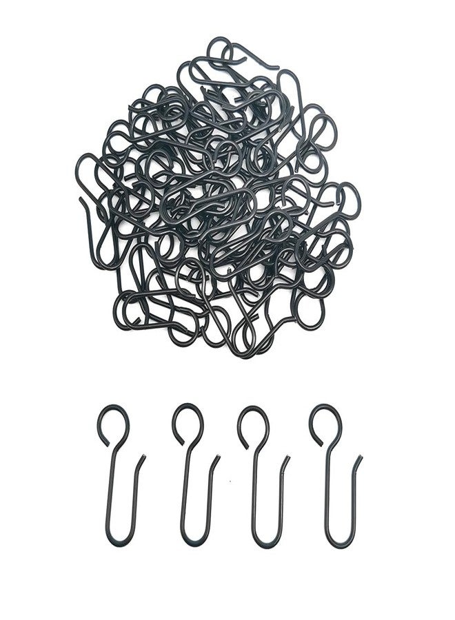 Alamic 60 Pack Metal Curtain Track Hooks S-Shaped Small Curtain Hooks Drape Curtain Wire Hooks for Ceiling Curtain Drape Track (60, Black) - Image 1