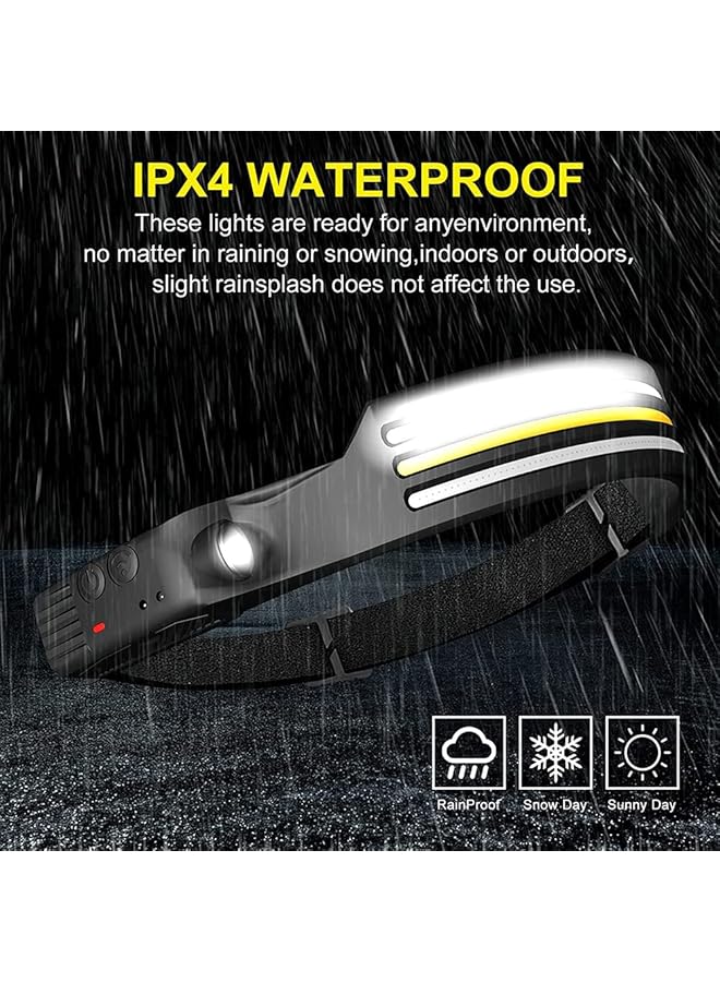 DMG TECH Rechargeable LED Headlamp 3 LED 1200 Lumens COB 230°Wide Beam Headlight with Motion Sensor Bright 10 Modes Lightweight Waterproof Head Lamp for Camping Running Hiking Fishing - Image 4