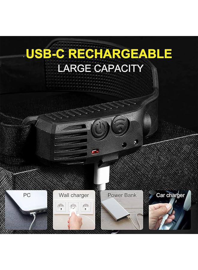 DMG TECH Rechargeable LED Headlamp 3 LED 1200 Lumens COB 230°Wide Beam Headlight with Motion Sensor Bright 10 Modes Lightweight Waterproof Head Lamp for Camping Running Hiking Fishing - Image 5