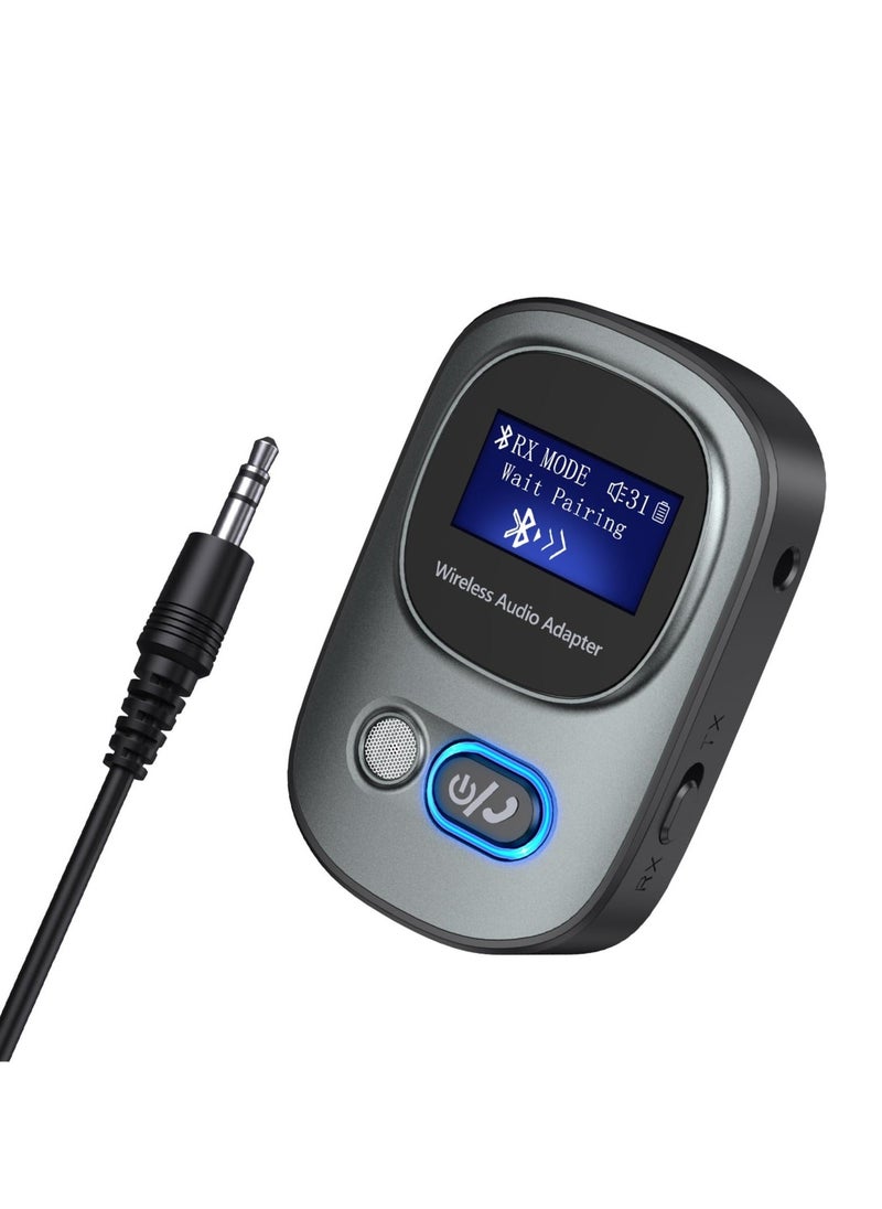 Y&D - Bluetooth 5.3 Transmitter and Receiver, Adapter Audio with LED Display, Hand-Free Call 3.5mm Aux Adapter, Support TF Card, Volume Control, Navigation, for Car/Speaker/Home Theater - Image 1