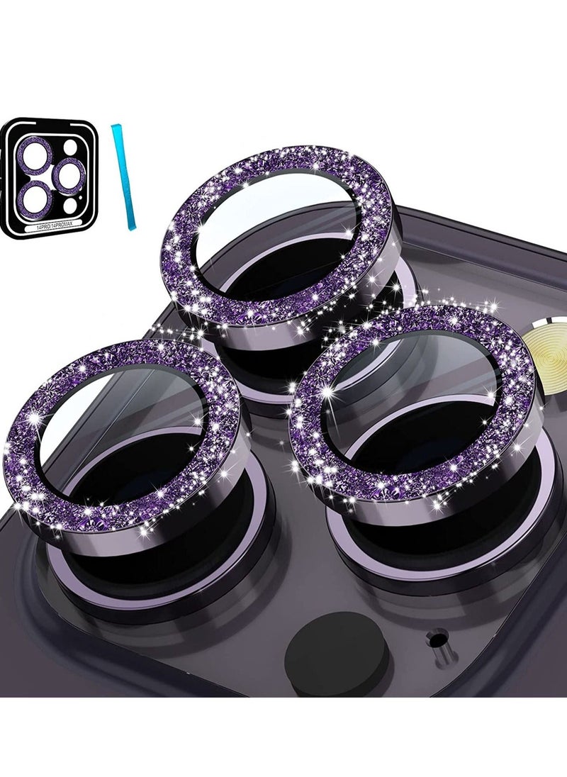 vesus Camera Lens Protector for iPhone 14 Pro (6.1 inch) & iPhone 14 Pro Max (6.7 inch), 9H Tempered Glass Metal Ring Camera Cover Film [Case Friendly Anti-Scratch HD Clear], Glitter Colorful - Image 1