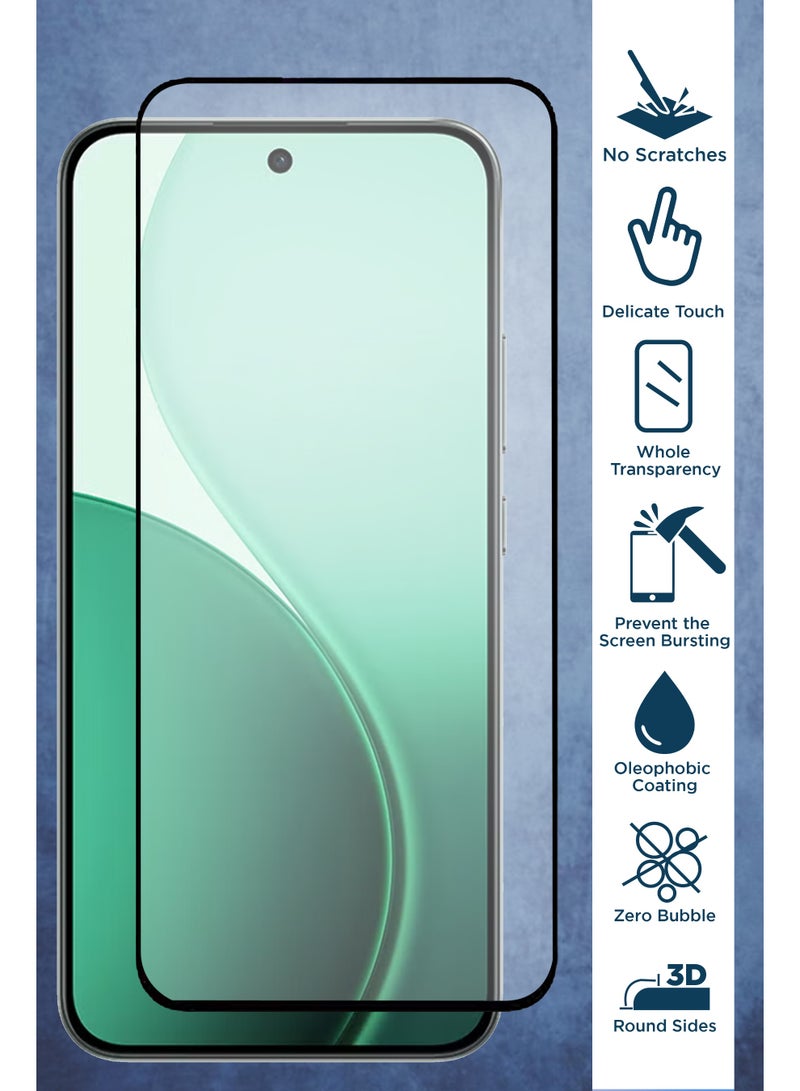 For Oppo Reno 14F 5G - 2 Pack Tempered Glass Screen Protector - Delicate Touch , Higher Transparency , Easy to Install ,Anti-scratch and Bubble-free Screen Protector - Black - Image 2
