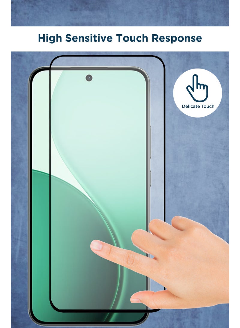 For Oppo Reno 14F 5G - 2 Pack Tempered Glass Screen Protector - Delicate Touch , Higher Transparency , Easy to Install ,Anti-scratch and Bubble-free Screen Protector - Black - Image 3