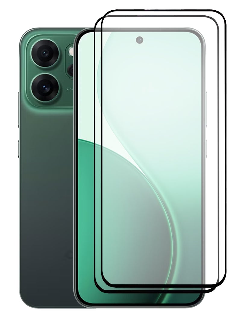 For Oppo Reno 14F 5G - 2 Pack Tempered Glass Screen Protector - Delicate Touch , Higher Transparency , Easy to Install ,Anti-scratch and Bubble-free Screen Protector - Black - Image 1