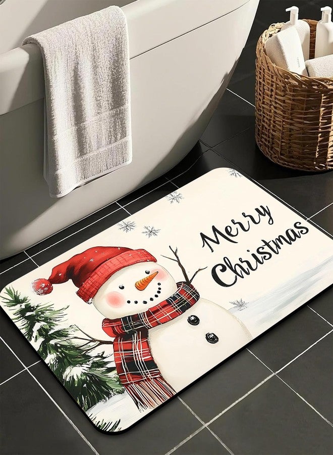 Identiy Christmas Bathroom Rug, Cute Funny Christmas Snowman Bath Mat for Tub Non Slip, Soft Absorbent Easy Clean Quick Dry Bathroom Mat for Tub Shower Home Decor 17x29.5 inch - Image 1