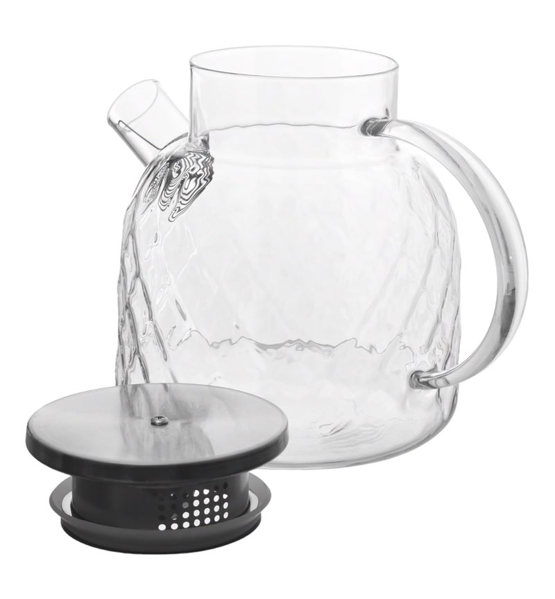 Pitcher For Keeping Liquids Ribbed Glass With Stainless Steel Lid 1500ml Clear - Image 4