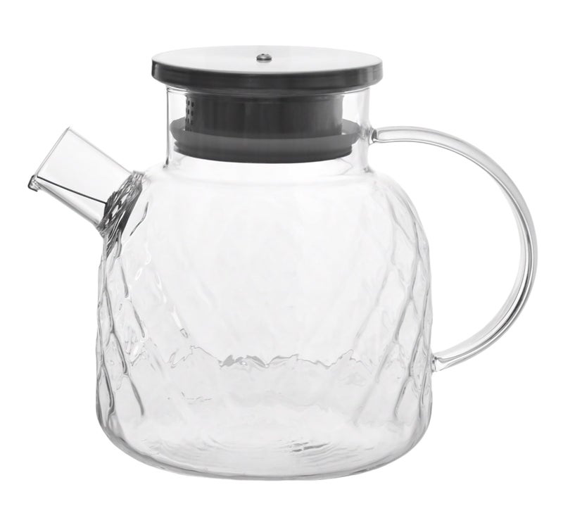 Pitcher For Keeping Liquids Ribbed Glass With Stainless Steel Lid 1500ml Clear - Image 3